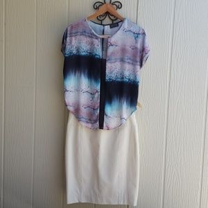 NWOT Sheer ASTR watercolor blouse